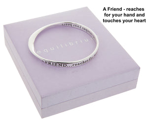 Equilibrium Friend Silver Plated Bangle "A Friend reaches for your hand and touches your heart"" - Gifteasy Online