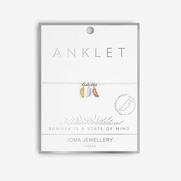 Joma Jewellery Anklet Three Tone Feather - Gifteasy Online