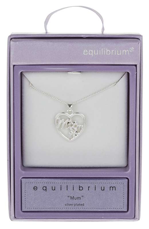 Equilibrium Silver Plated Mum Heart  Necklace - Gifteasy Online