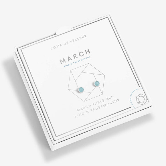 March Birthstone Boxed Earrings  by Joma Jewellery