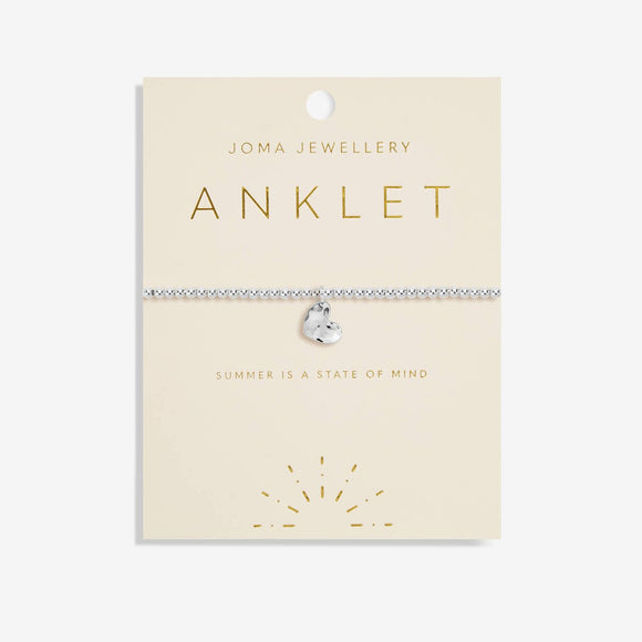 Joma Jewellery Silver Hammered Heart Anklet