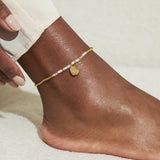 Joma Jewellery Pink Shell Gold Heart Anklet
