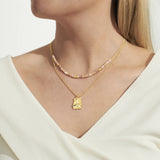 Joma Jewellery Summer Solstice Pink Shell Gold Necklace