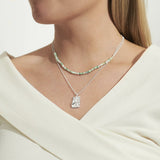 Joma Jewellery Summer Solstice Green Shell Silver Necklace