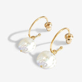Joma Jewellery Summer Solstice Coin Pearl Gold Hoop Earrings