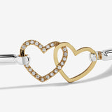 Joma Jewellery Bracelet Bar Silver and Gold Heart Bangle