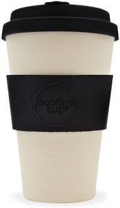 Ecoffee Cup 14oz 400ml Reusable Cups With Silicone Lid Tops, Made With Natural Bamboo Fibre, Black Nature - Gifteasy Online