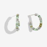 Joma Jewellery Summer Solstice Silver and Green Beaded Hoop Earrings