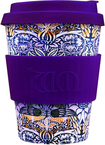 William Morris Peacock, 12oz Ecoffee Cup | Made with bamboo fibre, no-drip lid & dishwasher safe - Gifteasy Online
