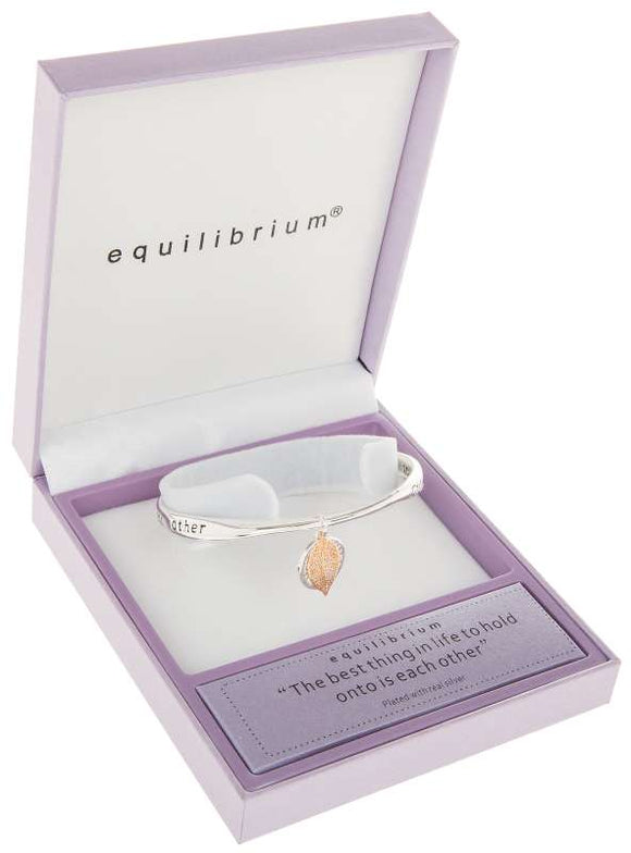 Equilibrium Silver Plated  Two Tone Best Things in Life Bangle - Gifteasy Online