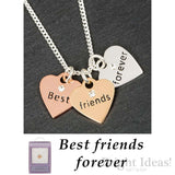 Equilibrium 3 Tone Hearts Best Friends Forever Necklace - Gifteasy Online