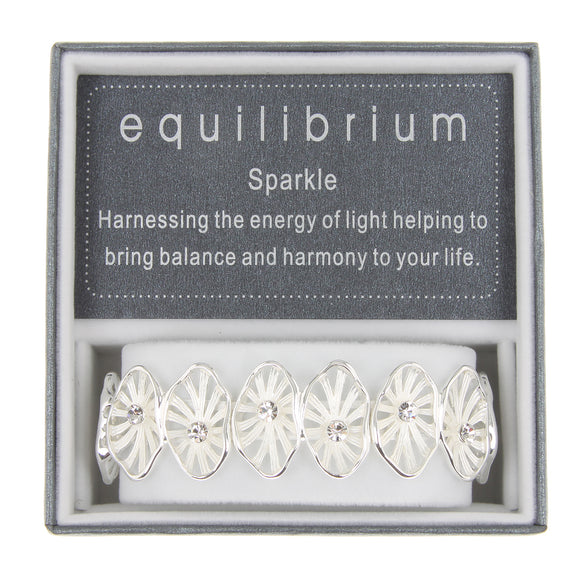 Equilibrium White Silver Plated Sunburst Bangle - Gifteasy Online