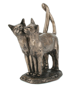 Frith Sculpture Two's Company Bronze Cat Sculpture by Paul Jenkins