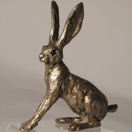 Ted Hare Alarmed Bronze sculpture 16cm - sculptor Thomas Meadows - Frith - Gifteasy Online