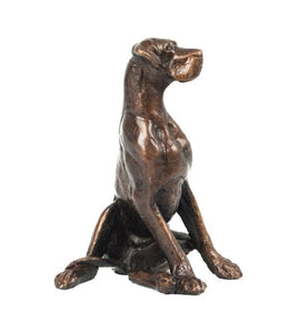 Great Dane Dog Sitting Solid Hot Cast Bronze Sculpture Signed by Louise Peterson - Gifteasy Online