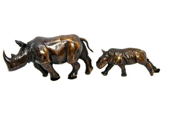Unique Bronze Limited Edition Hot Cast Solid Bronze Rhino and Calf called Miss You - Gifteasy Online
