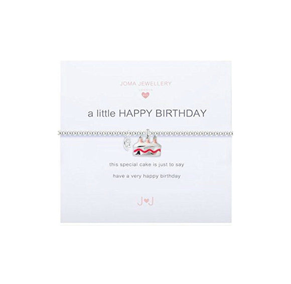 Little Happy Birthday Bracelet in Silver with pink cake - Girls by Joma Jewellery - Gifteasy Online
