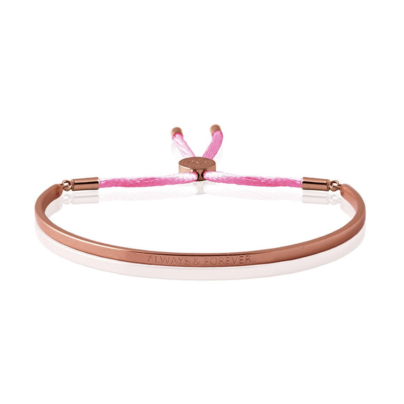 Joma Jewellery - Message Bangle - Always and Forever - Rose with Deep Pink Kiko Thread - Gifteasy Online