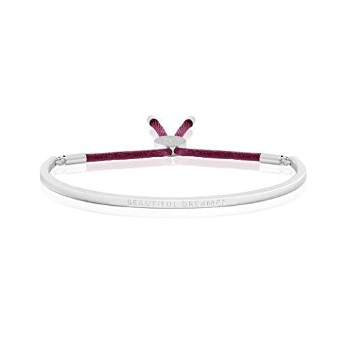 Joma Jewellery - Message Bangle - Beautiful Dreamer - Silver with Berry Thread - Gifteasy Online