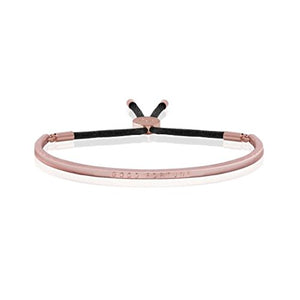 Joma Jewellery - Message Bangle - Good Fortune - Rose Gold with Black Thread - Gifteasy Online