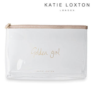 Katie Loxton Wash Bag Transparent Pouch Gold - GOLDEN GIRL with Gift Bag - Gifteasy Online