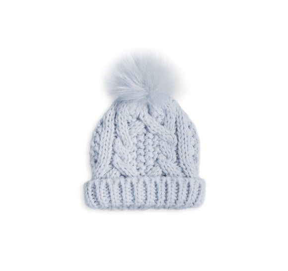 Katie Loxton CABLE KNIT BABY BOBBLE HAT - pale blue - 15x16cm - Gifteasy Online