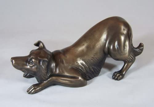 Cold Bronze Dog Border Collie Sheepdog Statue By Oliver Tupton - Gifteasy Online