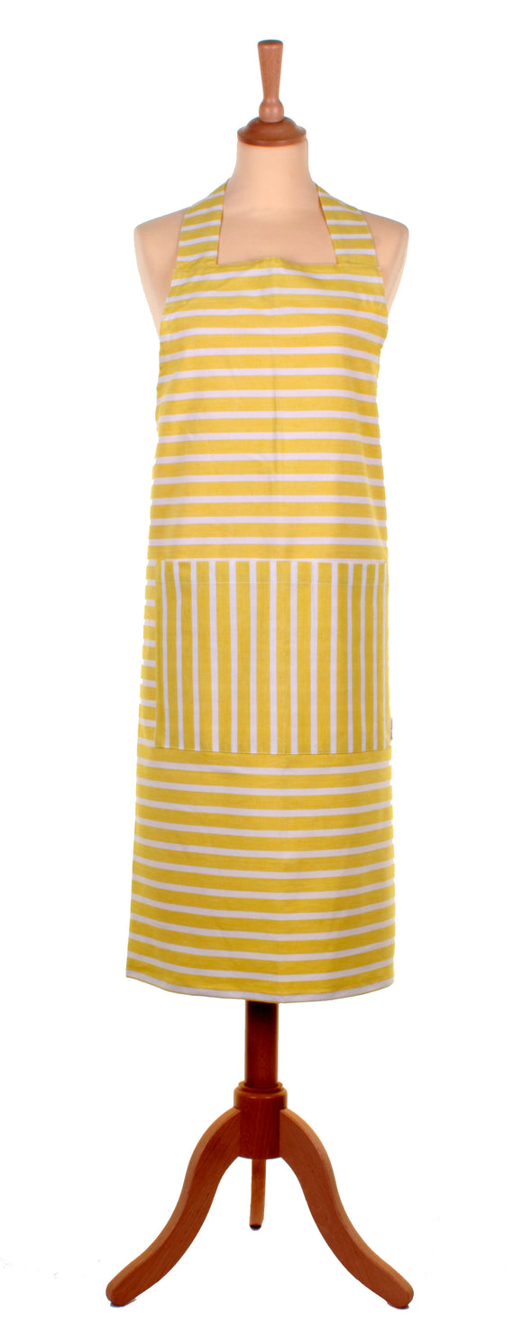 Ulster Weavers Breton Peel Yellow and White Striped Apron - Gifteasy Online