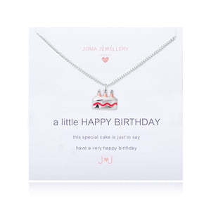 A Little Happy Birthday Necklace with Pink Cake - Girls By Joma Jewellery - Gifteasy Online