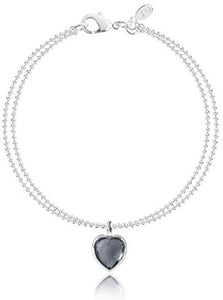 Joma Jewellery - Hannah Bracelet - Silver with Smokey Cut Crystal Heart - Gifteasy Online