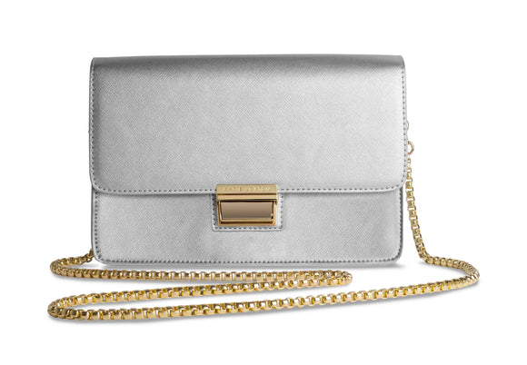 Katie Loxton Anya Box Bag Metallic Silver with Gift Bag - Gifteasy Online