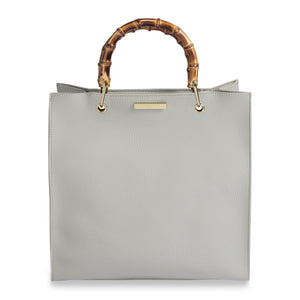 Katie Loxton HANDBAG - AMELIE BAMBOO - handbag with bamboo handle - grey - 30.5x31x13cm - Gifteasy Online