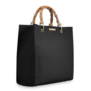 Katie Loxton HANDBAG - AMELIE BAMBOO - handbag with bamboo handle - black - 30.5x31x13cm - Gifteasy Online