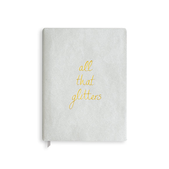 Katie Loxton LARGE NOTEBOOK - ALL THAT GLITTERS - shimmering silver - 23.5x17.5cm - Gifteasy Online
