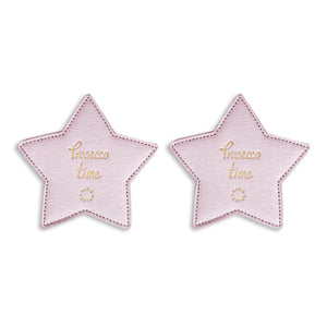 COASTERS - 2 per pack - PROSECCO TIME - metallic pink - 10cmx10.5cm - Gifteasy Online