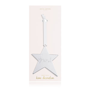 Katie Loxton DECORATION - FRIEND - silver star decoration with silky ribbon - Gifteasy Online