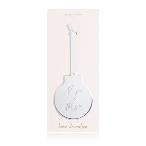 Katie Loxton DECORATION - MR & MRS - silver bauble decoration with silky ribbon - Gifteasy Online