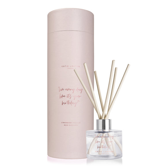 Katie Loxton Live Every Day Like It's Your Birthday Reed Diffuser Strawberry and Vanilla - Gifteasy Online