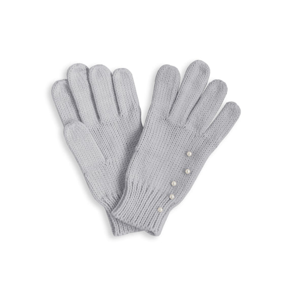 Katie Loxton  PEARL SCATTERED CABLE KNIT GLOVES - pale grey medium fit - Gifteasy Online