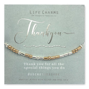 Life Charms Secret Message Thank You Bracelet - Gifteasy Online