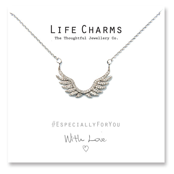 Life Charms Silver Angels Wings Necklace - Gifteasy Online