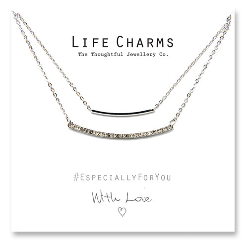 Life Charms Layer CZ Crystal Bar Necklace - Gifteasy Online