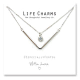 Life Charms 2 Layer Silver Chevron Crystal Necklace - Gifteasy Online