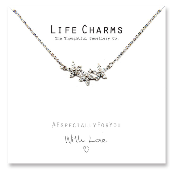 Life Charms EFY Silver CZ Flower Necklace - Gifteasy Online