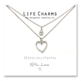 Life Charms Especially For You 2 Layer CZ Heart & Teardrop Necklace - Gifteasy Online