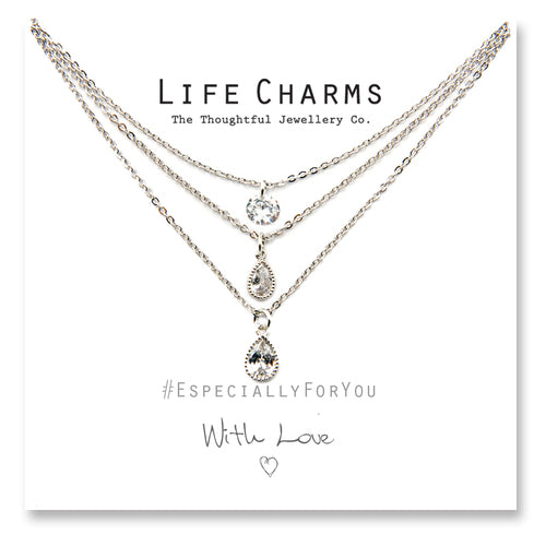 Life Charms 3 Layer CZ Crystal Necklace - Gifteasy Online