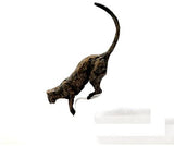 Solid Bronze Cat Jumping Off Shelf by Paul Jenkins - Gifteasy Online