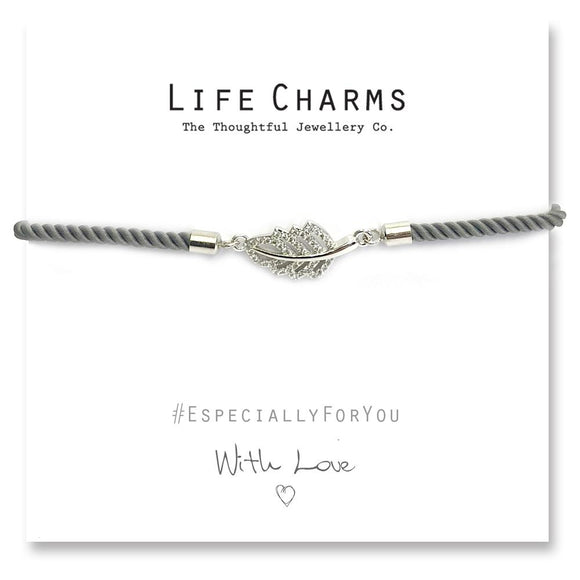 Life Charms Especially For You  CZ Silver Leaf Bracelet - Gifteasy Online