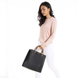 Katie Loxton HANDBAG - AMELIE BAMBOO - handbag with bamboo handle - black - 30.5x31x13cm - Gifteasy Online