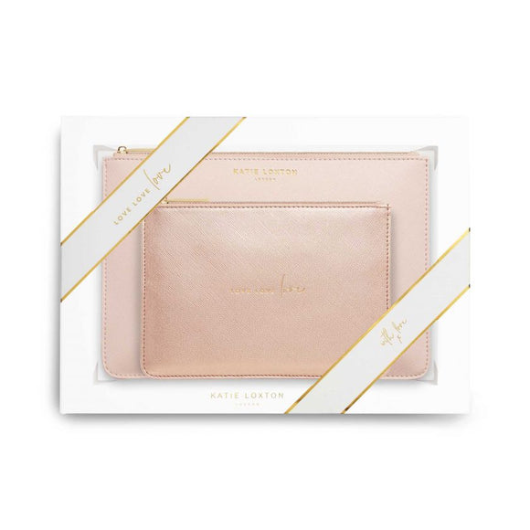 Katie Loxton Perfect Pouch Gift Set | Love Love Love | Pink - Gifteasy Online